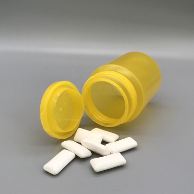 Hot sale 100ML PP 100ML yellow colour chewing gum bottle