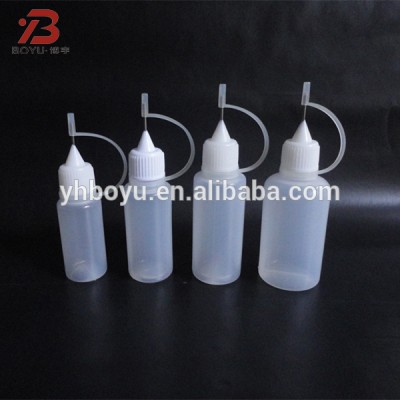 2017 High quality needle 10ml,15ml,20ml,30ml bottle/plastic needle tip PE dropper bottle with nozzle tip for refilling