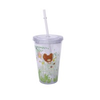 hot selling Attractive Fashion Wide Mouth Cups With Lids And Straws Double Walled Plastic Milk Tea Cup Lid